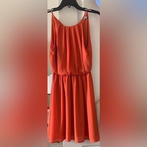 Orange high neck cocktail dress